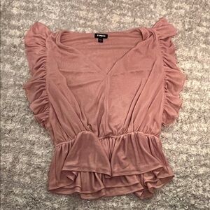Crown & Ivy Women's Blush Ruffle Blouse
